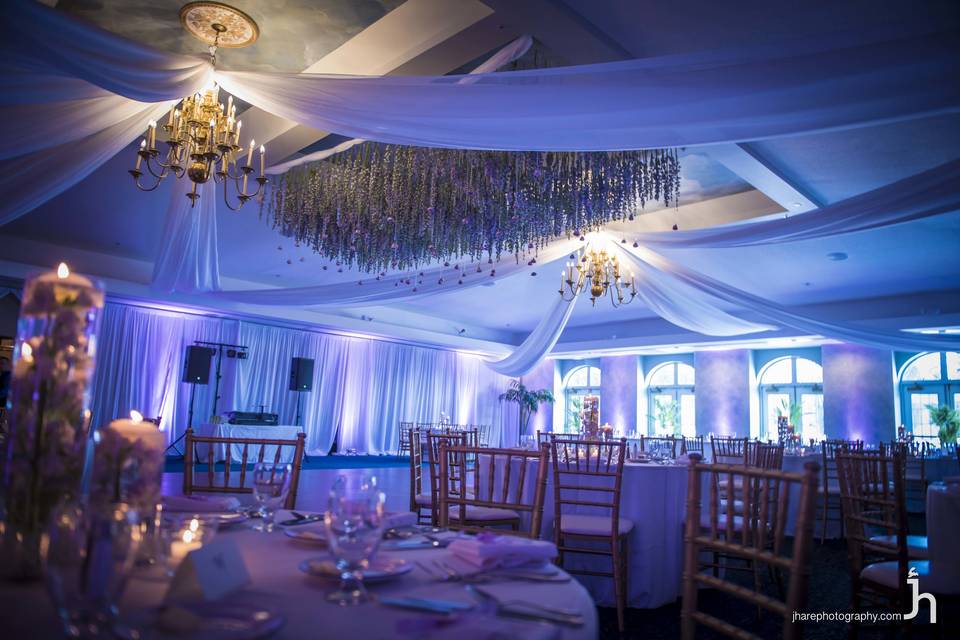 Reception tent lighting