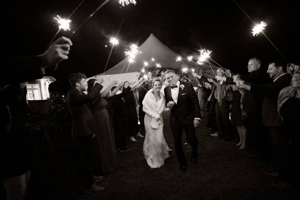 Sparkler exit on event lawn