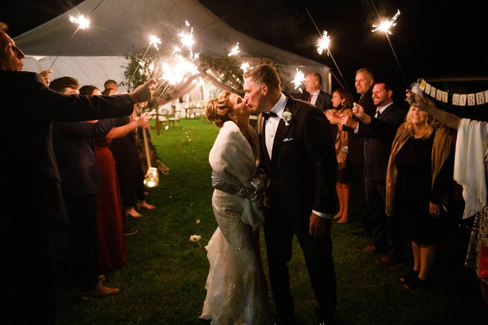 Sparkler exit on event lawn