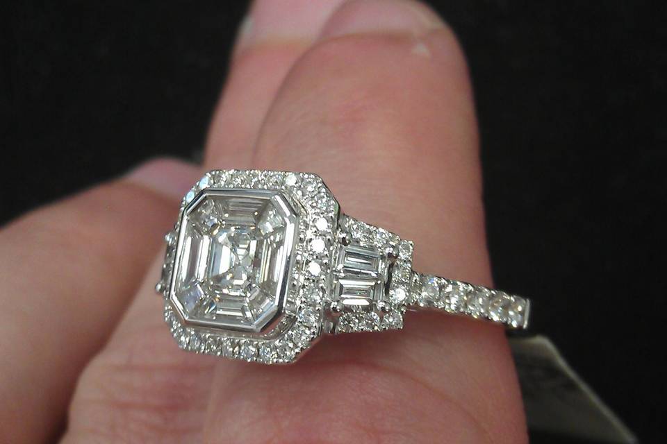 Ring with diamonds on band