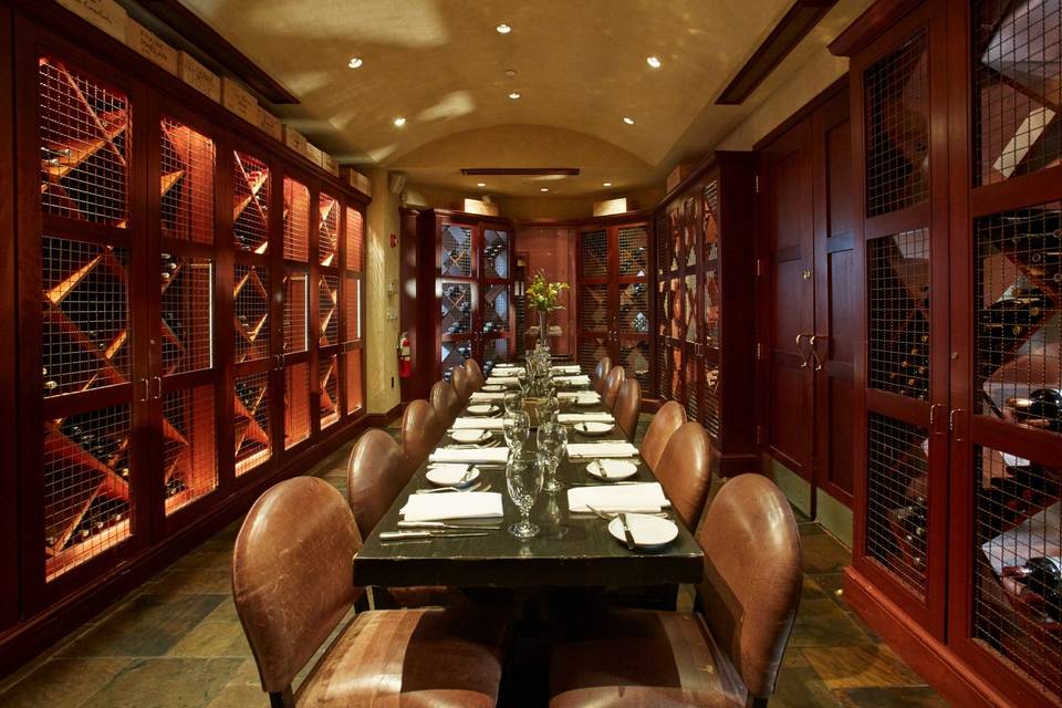 Our private Wine Room seats up to 20 guests at one long table.
