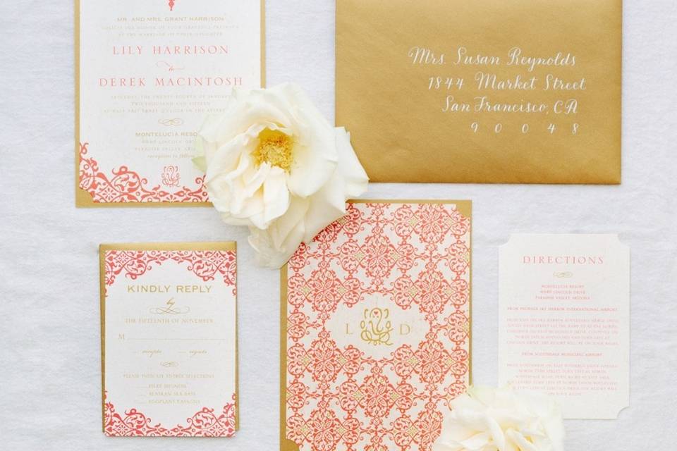 Calligraphy for a feature written and styled by Beth Helmstetter for the Pottery Barn Wedding blog. Photos by Steve Steinhardt. All invitations provided by Wedding Paper Divas from the Pottery Barn and Wedding Paper Divas Curated Collection.