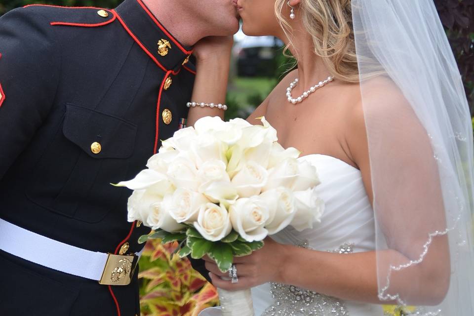 Newlyweds kiss