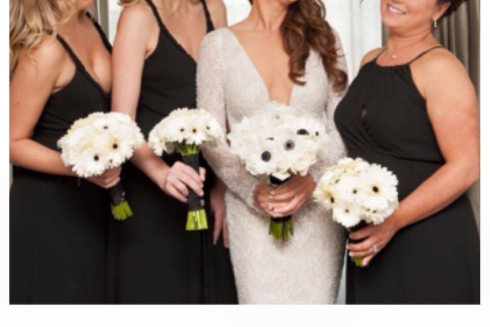 Four white wedding bouquets