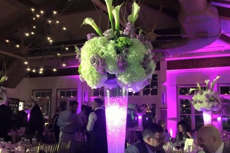Table setup with tall centerpiece
