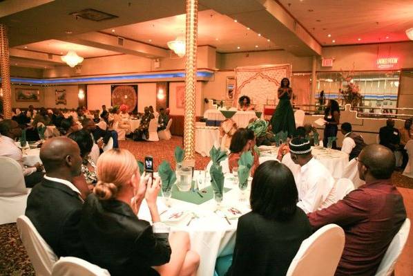 Overall view of an evening reception in Queens, NY