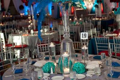 Table setup with centerpiece