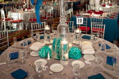 Table setup with centerpiece