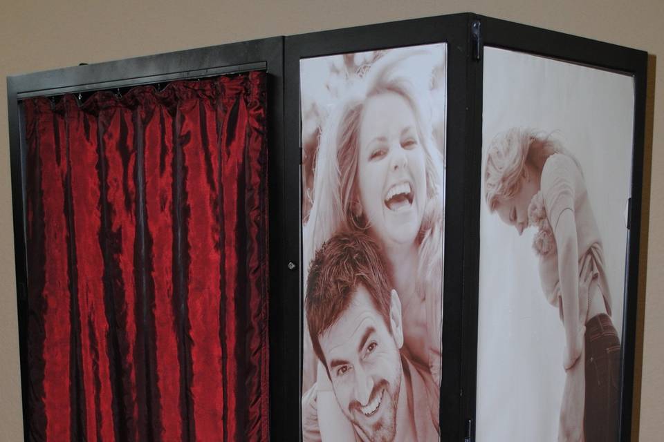 Our Classic Booth can be personalized to showcase your pictures. We'll display three life-sized portraits to add a unique flair to your photo booth.