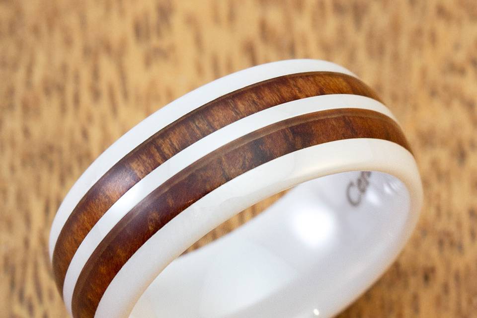 Koa white wood ring