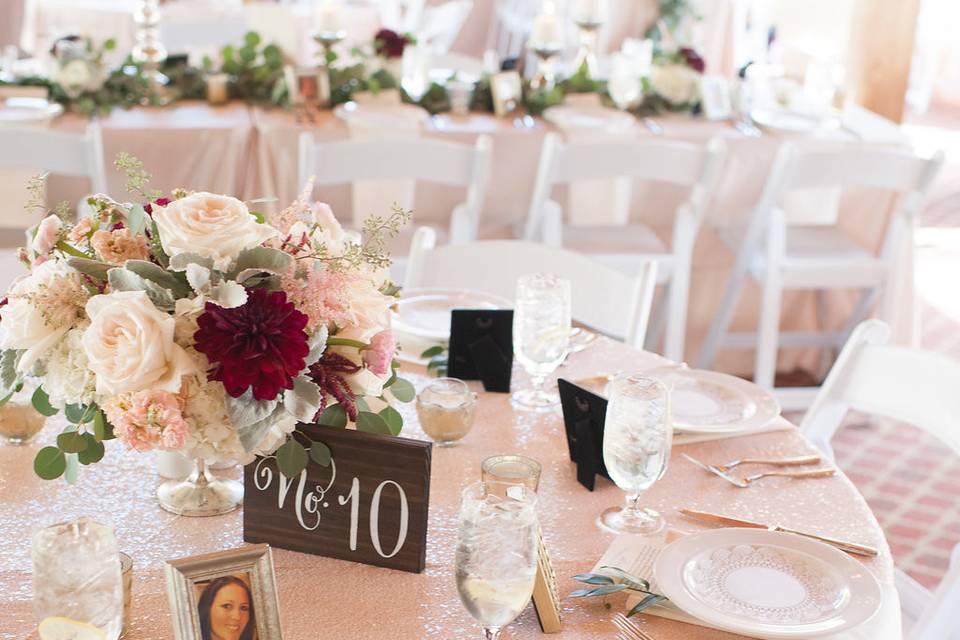 Table setup with centerpiece