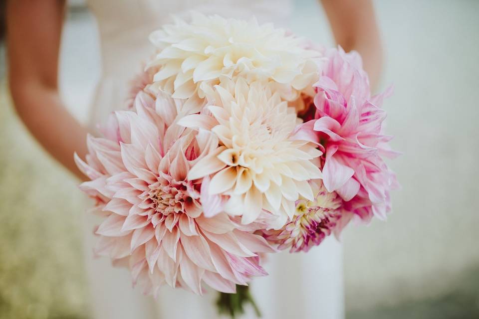 The bride holding her bouquet