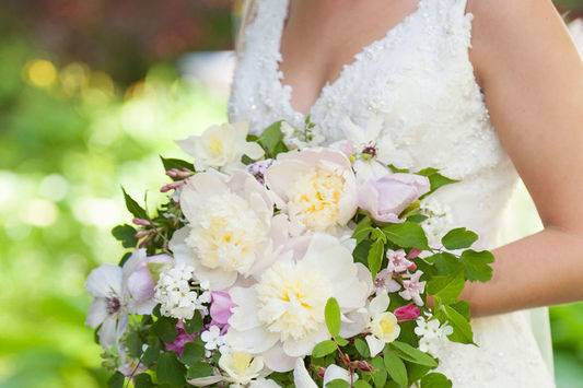 The bride holding her bouquet