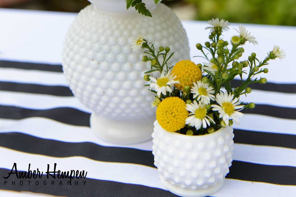 Milk Glass vase and flowers
