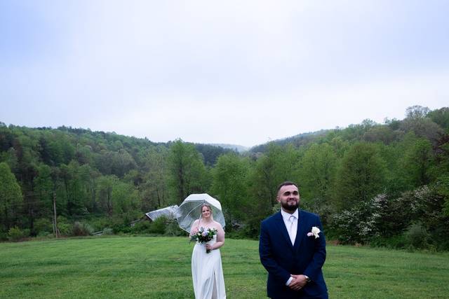 Bride approaches groom