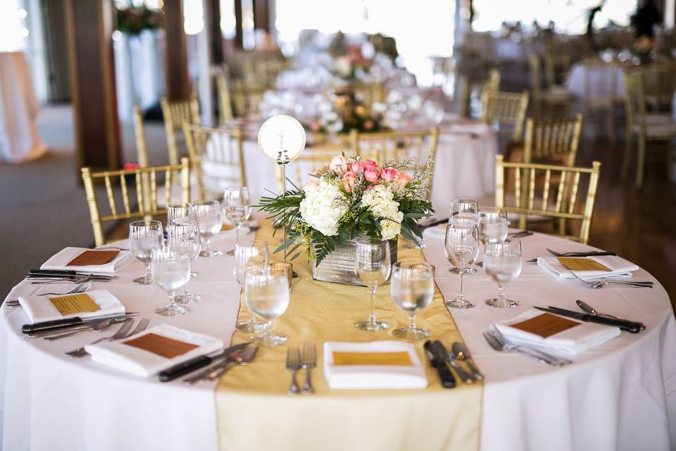 Table setup with centerpiece