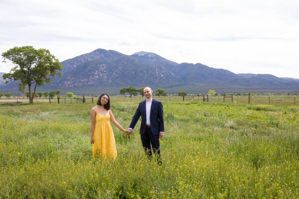 Newlyweds with Taos Mountain