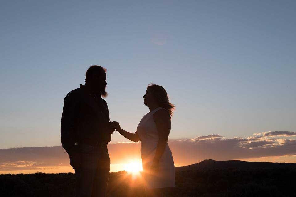 Sunset wedding on Taos mesa
