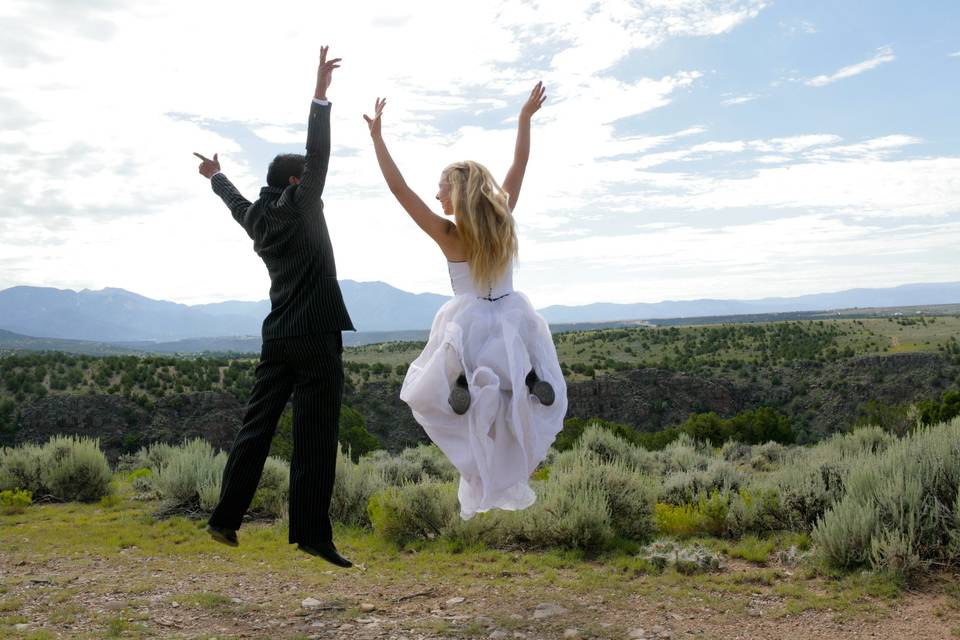 Taos Bride and Groom at Taos Gorge Overlook