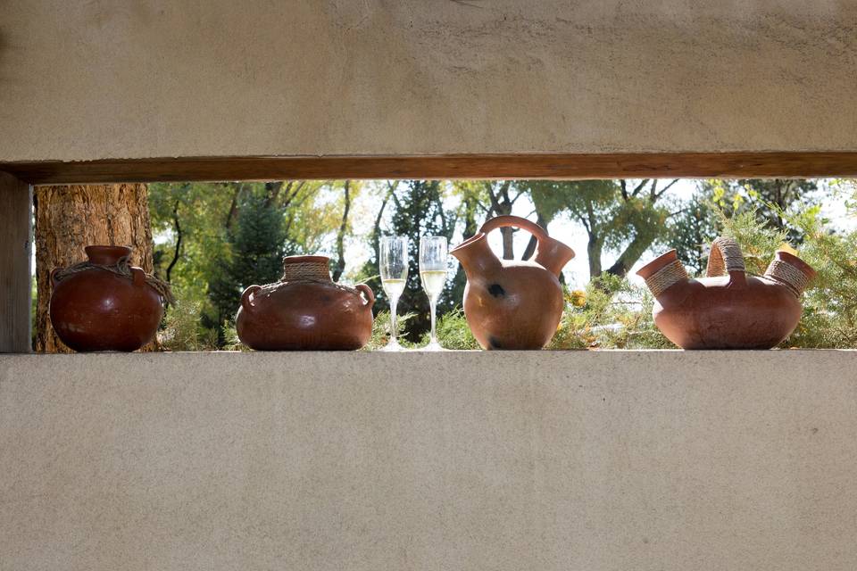 Pueblo pottery and champagne