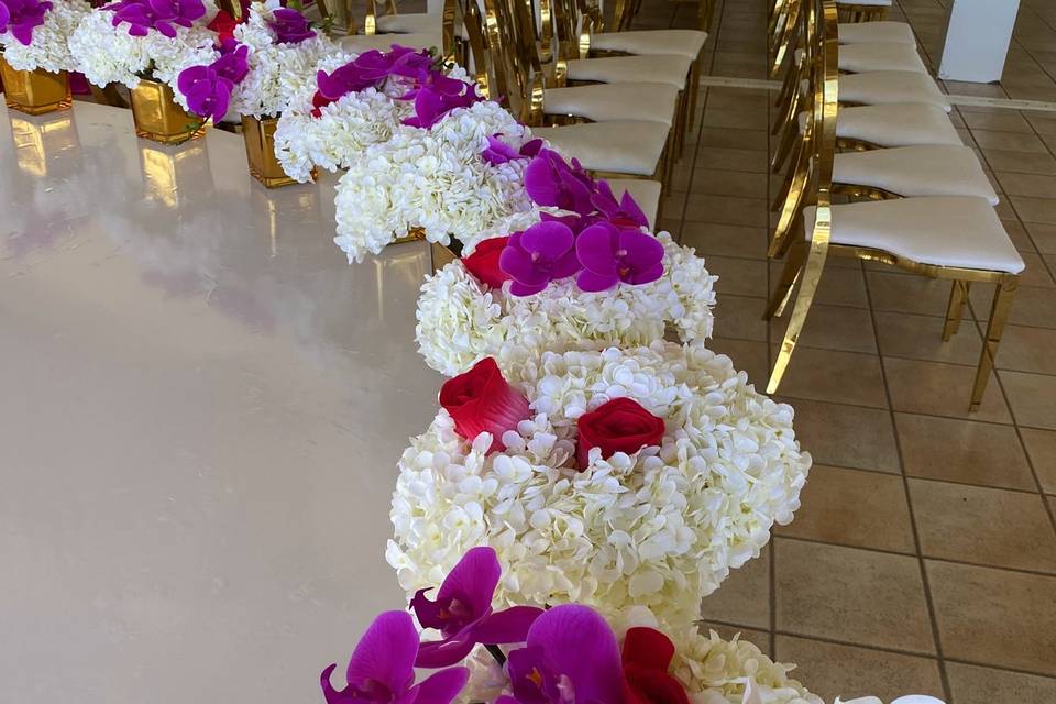 Signage table florals