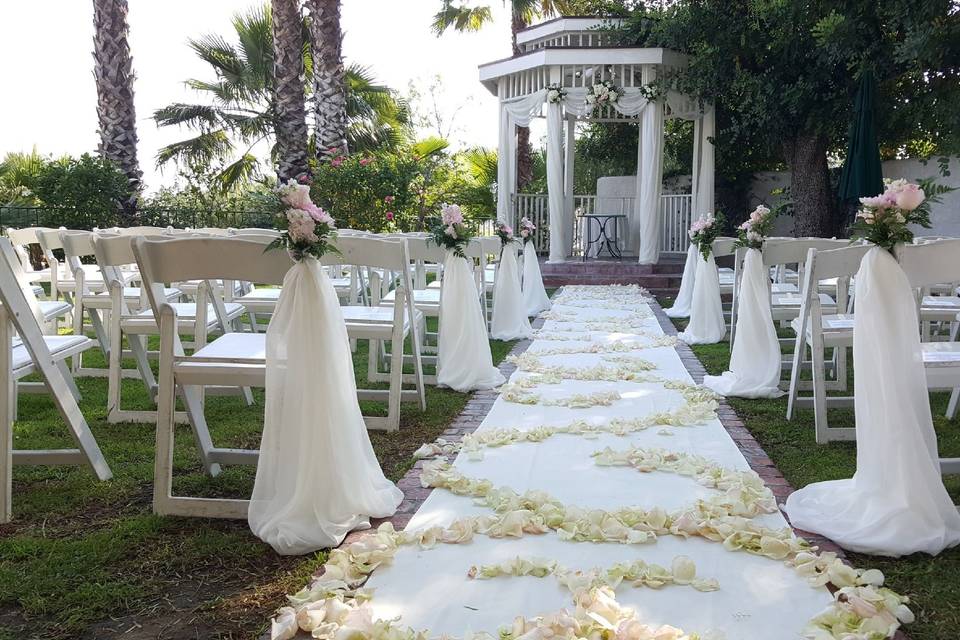 Outdoor wedding ceremony setting