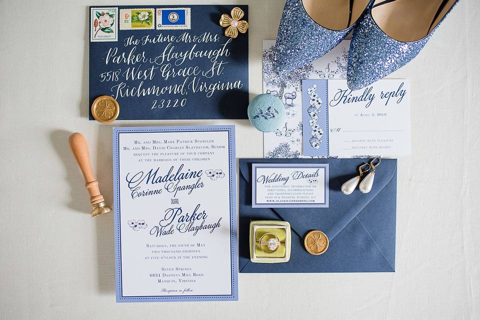 Blue wedding invites