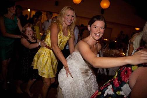 Conga line at E & M's Wedding, Fireseed Gardens, Whidbey Island, September 4, 2010. Photo by Libby Lewis.