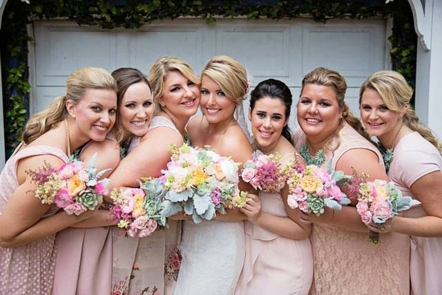 Bride and her bridesmaids