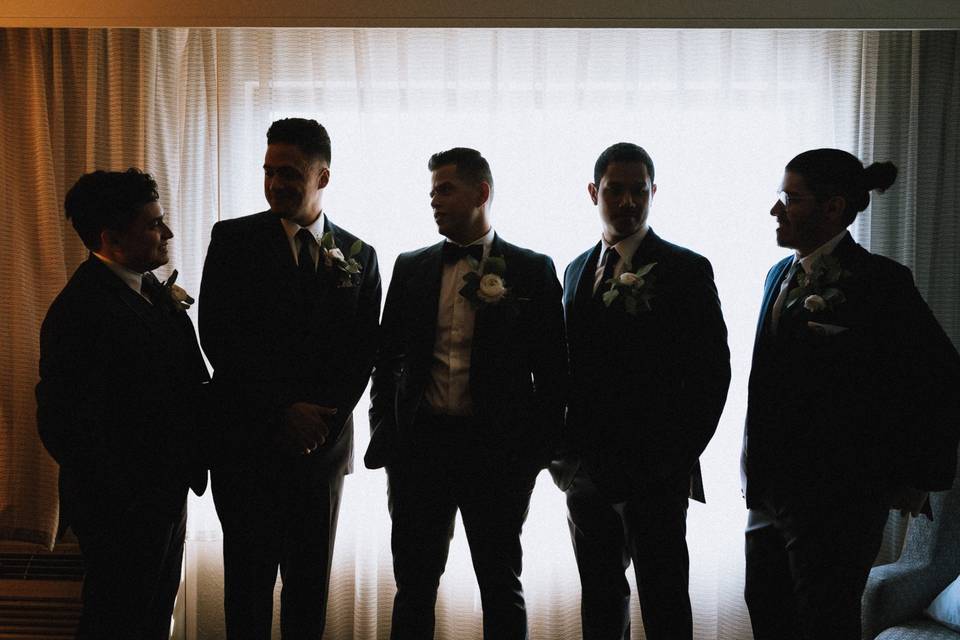 Wedding party silhouettes