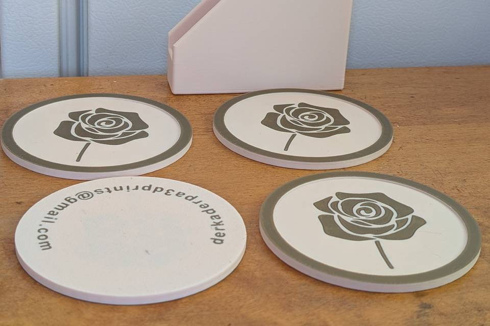 Beige and Bronze Rose Coasters