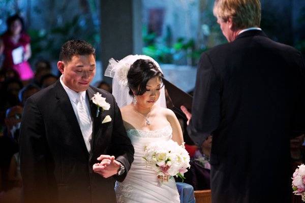 Newlyweds at the altar