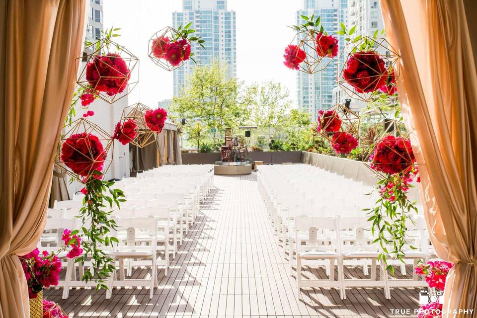 A ceremony on our Rooftop Deck overlooking downtown San Diego