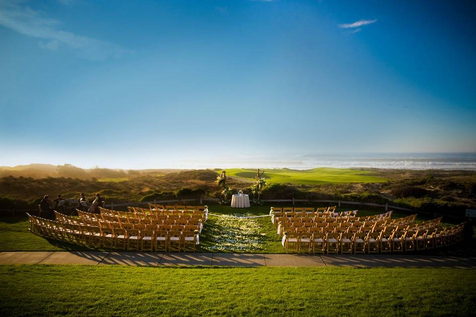 The Peppoli Lawn.  Wedding Ceremony site at The Inn at Spanish Bay.