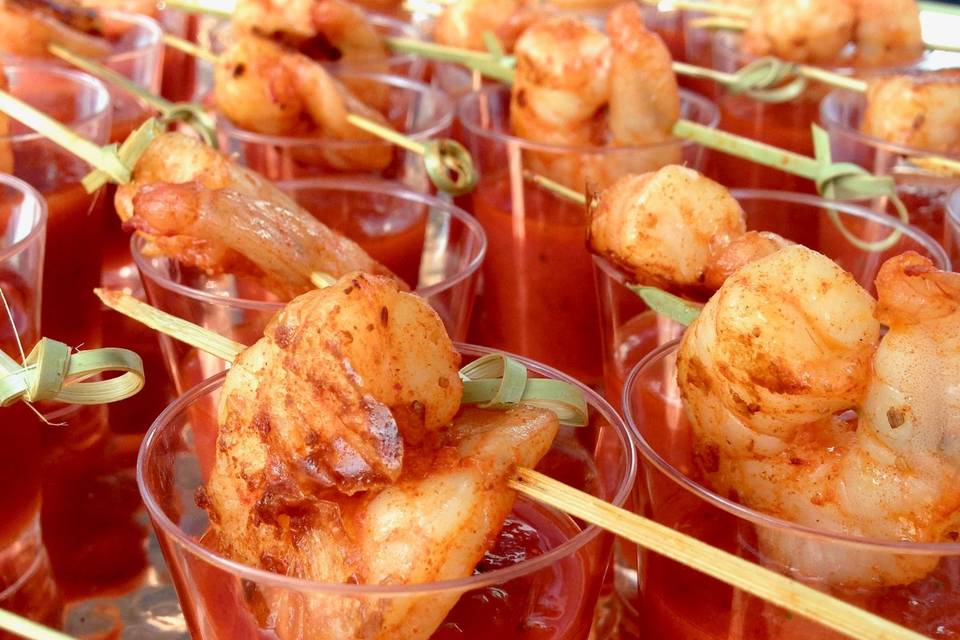 Gazpacho shots with Shrimp