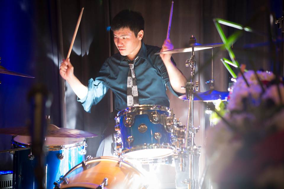Playing the drums
