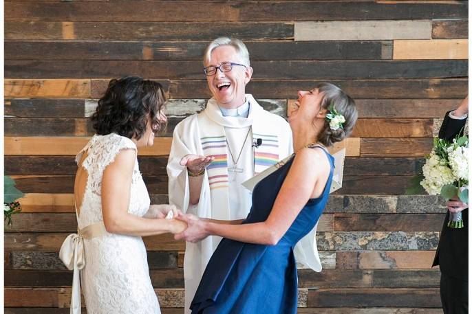 Reclaimed wood wall ceremony