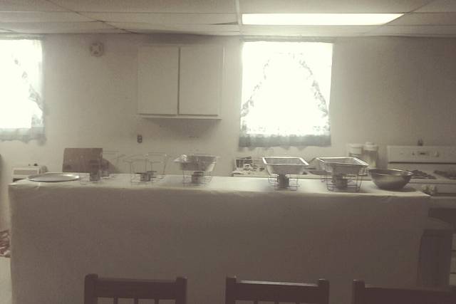 Informal buffet table set up