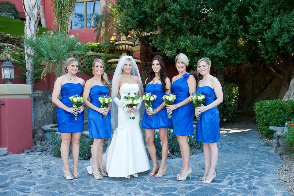 The bride with bridesmaids