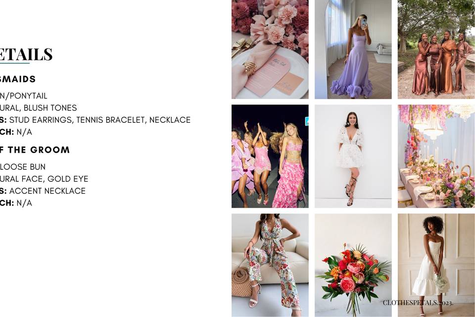 Bridesmaid & MOG Details
