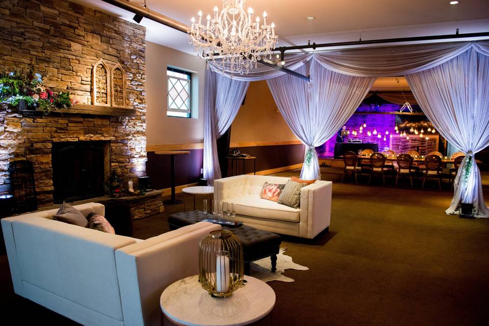 Lounge and fireplace