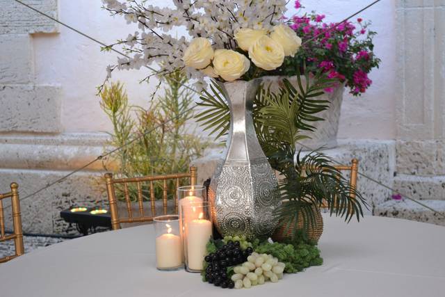 Candle and flower base centerpiece