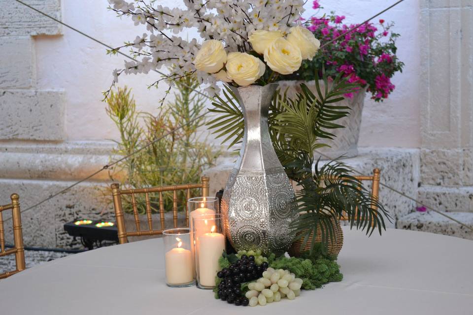 Candle and flower base centerpiece