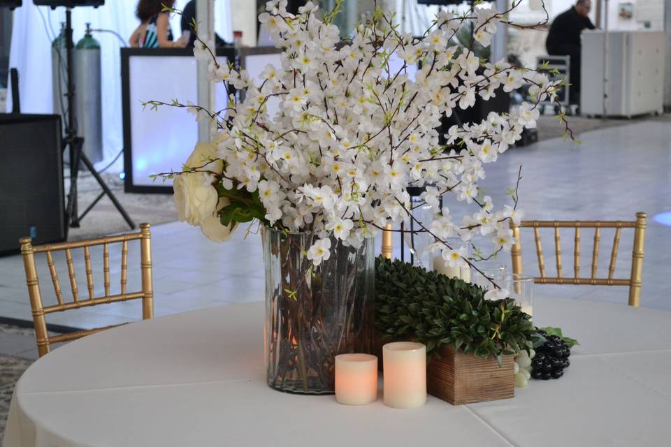 Candle and flower base centerpiece