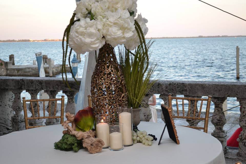 Candle and flower base centerpiece