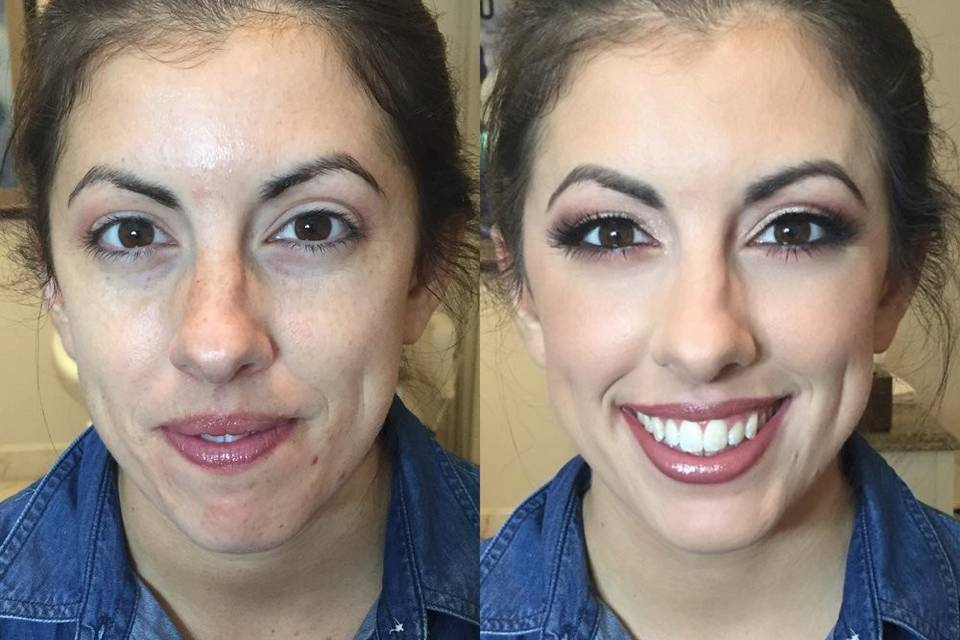 Bridesmaid before and after