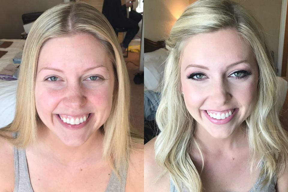 Bridesmaid before and after
