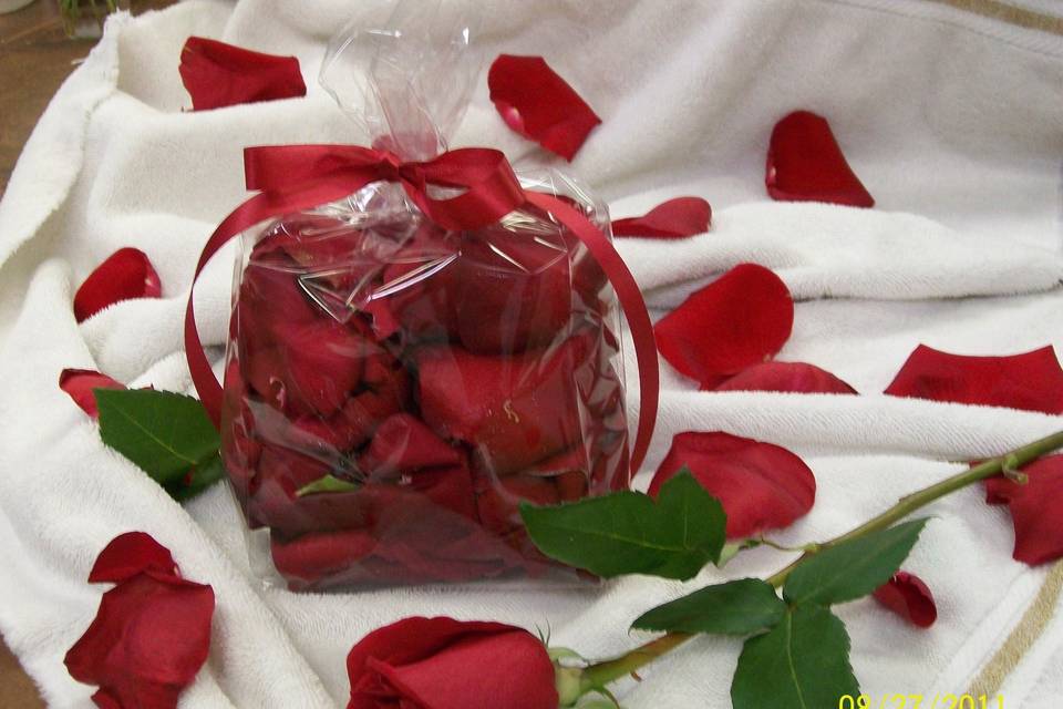 rose petals for the flower girl basket or just to sprinkle down the aisle.