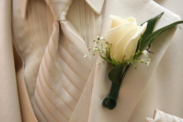 White rose boutonniere