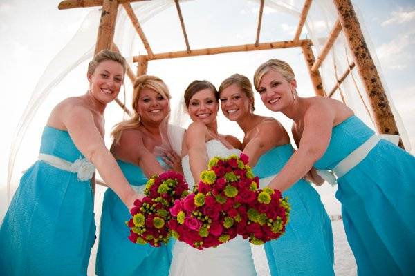 Bouquets of the bride and bridesmaids